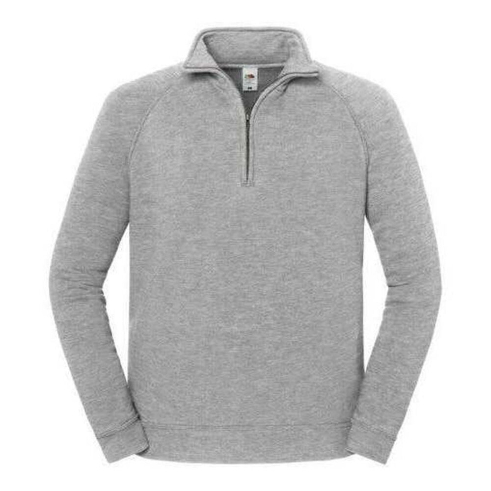 Fruit of the Loom Mens Iconic Heather Zip Neck Sweatshirt / Athletic Heather